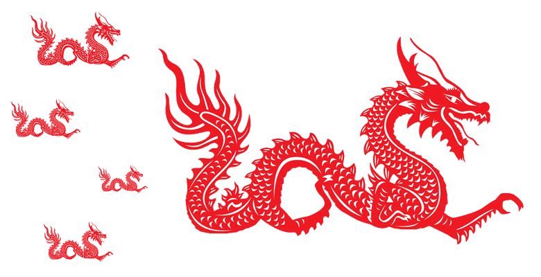 Vision of Children running & Chinese Red Dragon