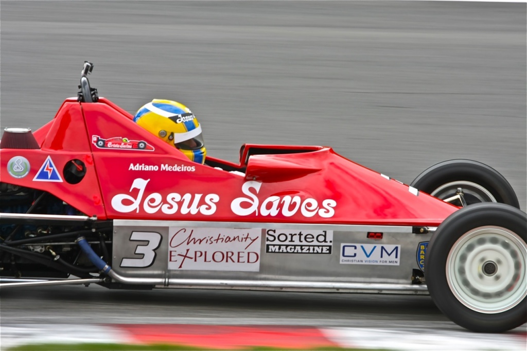 Vision: Jesus in race car.